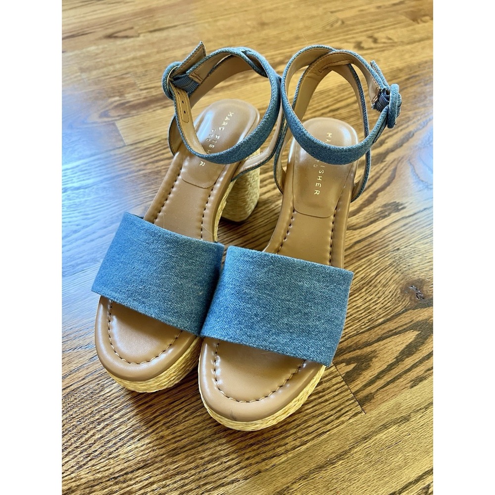 NWOB Marc Fisher LTD Palyca Platform Block Heel Sandals, Ankle Strap, Sz 9.5